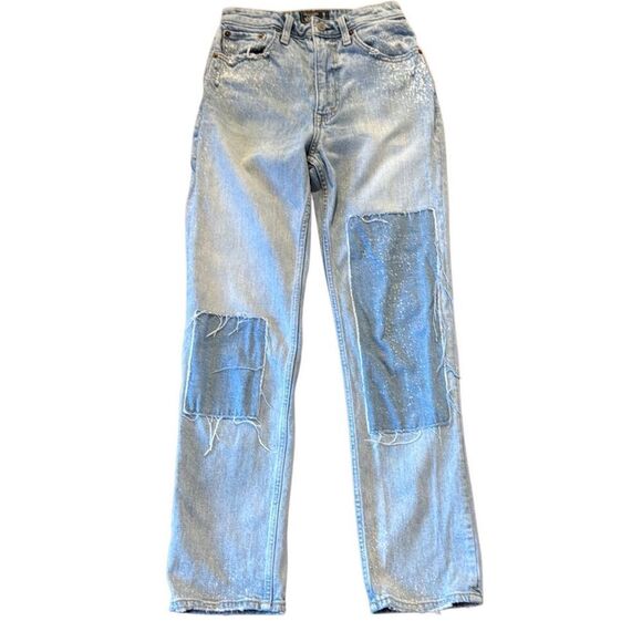 Abercrombie & Fitch Zoe natural rise ankle straight patched jeans 26 long - Picture 1 of 10